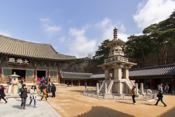 Met een in Korea wereldberoemde pagode....