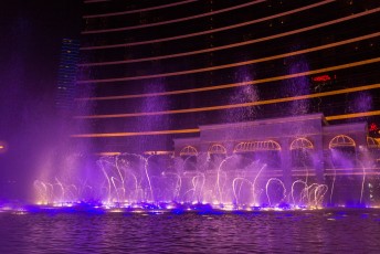 De fonteinen voor het Wynn's casino. Niet zo mooi als die van het Bellagio in Vegas.